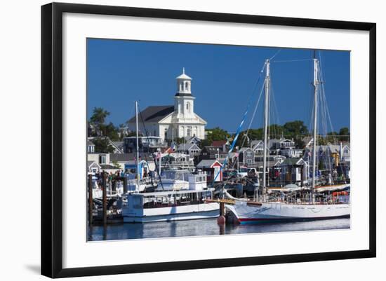 USA, Massachusetts, Cape Cod, Provincetown, Macmilan Pier, Town View with Public Library Building-Walter Bibikow-Framed Photographic Print