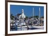 USA, Massachusetts, Cape Cod, Provincetown, Macmilan Pier, Town View with Public Library Building-Walter Bibikow-Framed Photographic Print