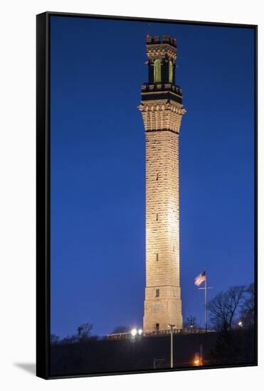 USA, Massachusetts, Cape Cod, Provincetown Monument at dusk-Walter Bibikow-Framed Stretched Canvas