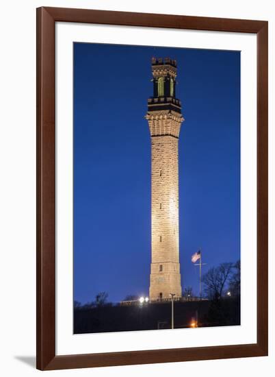 USA, Massachusetts, Cape Cod, Provincetown Monument at dusk-Walter Bibikow-Framed Premium Photographic Print