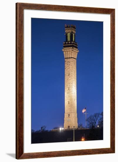 USA, Massachusetts, Cape Cod, Provincetown Monument at dusk-Walter Bibikow-Framed Premium Photographic Print