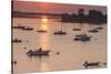 USA, Massachusetts, Ipswich. Sunrise over Great Neck-Walter Bibikow-Stretched Canvas