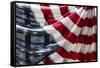 USA, Massachusetts, Manchester By The Sea, Fourth of July, US flags-Walter Bibikow-Framed Stretched Canvas