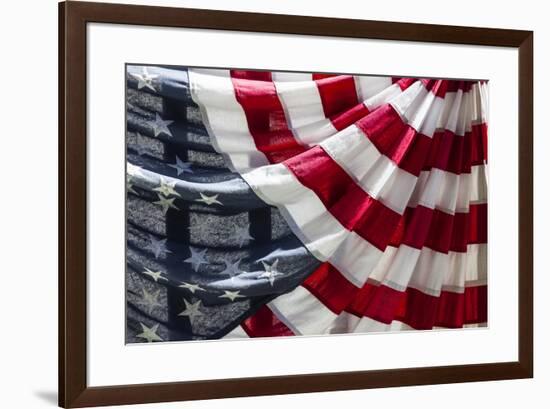 USA, Massachusetts, Manchester By The Sea, Fourth of July, US flags-Walter Bibikow-Framed Premium Photographic Print