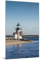 USA, Massachusetts, Nantucket Island, Brant Point Lighthouse with a Christmas wreath.-Walter Bibikow-Mounted Premium Photographic Print