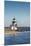 USA, Massachusetts, Nantucket Island, Brant Point Lighthouse with a Christmas wreath.-Walter Bibikow-Mounted Premium Photographic Print