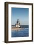 USA, Massachusetts, Nantucket Island, Brant Point Lighthouse with a Christmas wreath.-Walter Bibikow-Framed Photographic Print