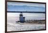 USA, Massachusetts, Nantucket Island. Nantucket Town, Brant Point Lighthouse from Nantucket Ferry.-Walter Bibikow-Framed Photographic Print