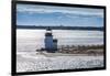 USA, Massachusetts, Nantucket Island. Nantucket Town, Brant Point Lighthouse from Nantucket Ferry.-Walter Bibikow-Framed Photographic Print