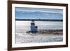 USA, Massachusetts, Nantucket Island. Nantucket Town, Brant Point Lighthouse from Nantucket Ferry.-Walter Bibikow-Framed Photographic Print