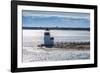 USA, Massachusetts, Nantucket Island. Nantucket Town, Brant Point Lighthouse from Nantucket Ferry.-Walter Bibikow-Framed Photographic Print