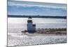 USA, Massachusetts, Nantucket Island. Nantucket Town, Brant Point Lighthouse from Nantucket Ferry.-Walter Bibikow-Mounted Photographic Print