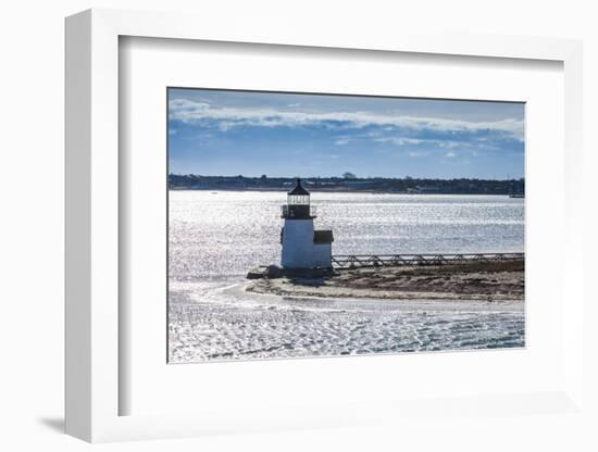 USA, Massachusetts, Nantucket Island. Nantucket Town, Brant Point Lighthouse from Nantucket Ferry.-Walter Bibikow-Framed Photographic Print