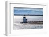 USA, Massachusetts, Nantucket Island. Nantucket Town, Brant Point Lighthouse from Nantucket Ferry.-Walter Bibikow-Framed Premium Photographic Print