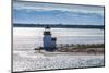 USA, Massachusetts, Nantucket Island. Nantucket Town, Brant Point Lighthouse from Nantucket Ferry.-Walter Bibikow-Mounted Premium Photographic Print