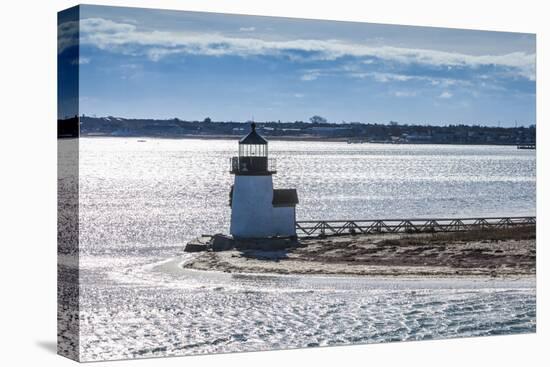 USA, Massachusetts, Nantucket Island. Nantucket Town, Brant Point Lighthouse from Nantucket Ferry.-Walter Bibikow-Stretched Canvas