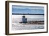 USA, Massachusetts, Nantucket Island. Nantucket Town, Brant Point Lighthouse from Nantucket Ferry.-Walter Bibikow-Framed Photographic Print