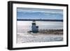 USA, Massachusetts, Nantucket Island. Nantucket Town, Brant Point Lighthouse from Nantucket Ferry.-Walter Bibikow-Framed Photographic Print