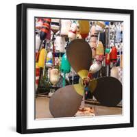 USA, Massachusetts. Propeller and floats at Boston Waterfront Marina.-Anna Miller-Framed Photographic Print