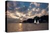USA, Massachusetts. Sunset sailing along Salem's coast.-Anna Miller-Stretched Canvas