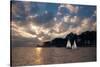 USA, Massachusetts. Sunset sailing along Salem's coast.-Anna Miller-Stretched Canvas