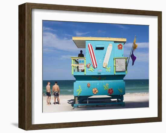 USA, Miami Beach, South Beach, Lifeguard Hut on Miami Beach-Walter Bibikow-Framed Photographic Print