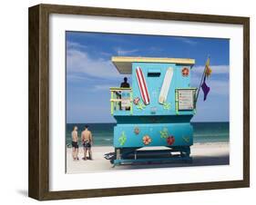 USA, Miami Beach, South Beach, Lifeguard Hut on Miami Beach-Walter Bibikow-Framed Photographic Print