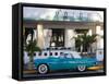 USA, Miami Beach, South Beach, Ocean Drive, Avalon Hotel and 1957 Thunderbird Car-Walter Bibikow-Framed Stretched Canvas