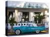 USA, Miami Beach, South Beach, Ocean Drive, Avalon Hotel and 1957 Thunderbird Car-Walter Bibikow-Stretched Canvas