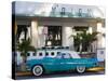 USA, Miami Beach, South Beach, Ocean Drive, Avalon Hotel and 1957 Thunderbird Car-Walter Bibikow-Stretched Canvas