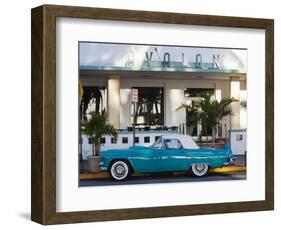 USA, Miami Beach, South Beach, Ocean Drive, Avalon Hotel and 1957 Thunderbird Car-Walter Bibikow-Framed Photographic Print