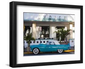 USA, Miami Beach, South Beach, Ocean Drive, Avalon Hotel and 1957 Thunderbird Car-Walter Bibikow-Framed Photographic Print