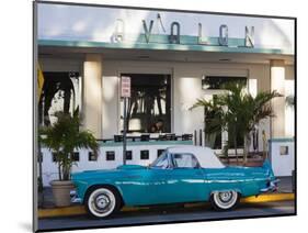 USA, Miami Beach, South Beach, Ocean Drive, Avalon Hotel and 1957 Thunderbird Car-Walter Bibikow-Mounted Photographic Print