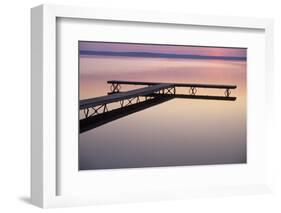 USA Michigan - Dock and lake at dawn, June-Larry West-Framed Photographic Print