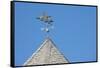 USA, Michigan, Mackinac Island. 'When Pigs Fly' rooftop weathervane.-Cindy Miller Hopkins-Framed Stretched Canvas