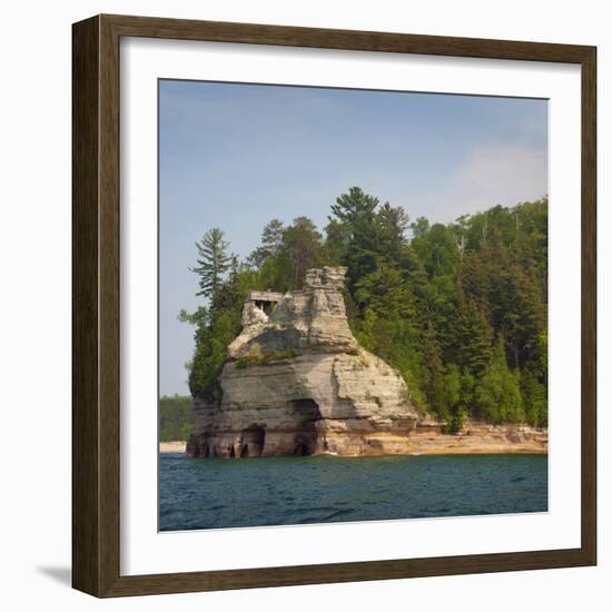 USA, Michigan. Miner's Castle rock formation on lake Superior.-Anna Miller-Framed Photographic Print