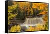 USA, Michigan, Paradise, Tahquamenon Falls State Park, Upper Falls-Frank Zurey-Framed Stretched Canvas