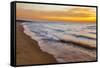 USA, Michigan, Paradise, Whitefish Bay Beach with Waves at Sunrise-Frank Zurey-Framed Stretched Canvas