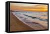 USA, Michigan, Paradise, Whitefish Bay Beach with Waves at Sunrise-Frank Zurey-Framed Stretched Canvas