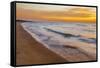 USA, Michigan, Paradise, Whitefish Bay Beach with Waves at Sunrise-Frank Zurey-Framed Stretched Canvas