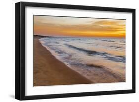 USA, Michigan, Paradise, Whitefish Bay Beach with Waves at Sunrise-Frank Zurey-Framed Photographic Print