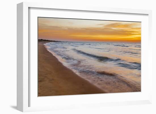 USA, Michigan, Paradise, Whitefish Bay Beach with Waves at Sunrise-Frank Zurey-Framed Photographic Print