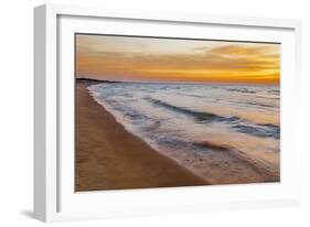 USA, Michigan, Paradise, Whitefish Bay Beach with Waves at Sunrise-Frank Zurey-Framed Photographic Print