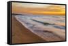 USA, Michigan, Paradise, Whitefish Bay Beach with Waves at Sunrise-Frank Zurey-Framed Stretched Canvas