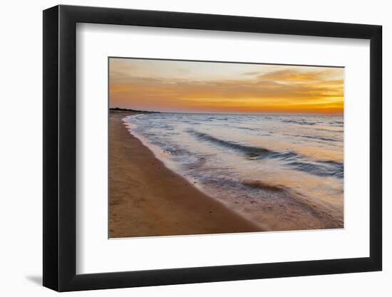 USA, Michigan, Paradise, Whitefish Bay Beach with Waves at Sunrise-Frank Zurey-Framed Photographic Print