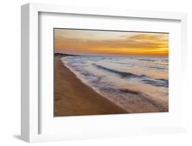 USA, Michigan, Paradise, Whitefish Bay Beach with Waves at Sunrise-Frank Zurey-Framed Photographic Print