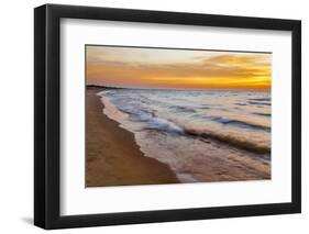 USA, Michigan, Paradise, Whitefish Bay Beach with Waves at Sunrise-Frank Zurey-Framed Photographic Print