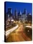 USA, Minnesota, Minneapolis, City Skyline from Interstate Highway I-35W-Walter Bibikow-Stretched Canvas