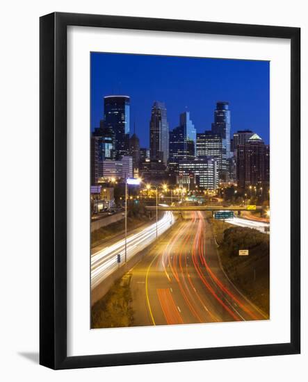 USA, Minnesota, Minneapolis, City Skyline from Interstate Highway I-35W-Walter Bibikow-Framed Photographic Print