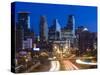 USA, Minnesota, Minneapolis, City Skyline from Interstate Highway I-35W-Walter Bibikow-Stretched Canvas